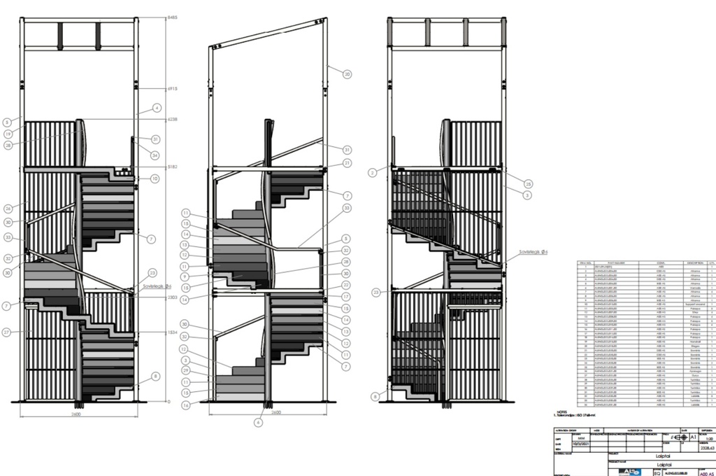 Spiraliniai laiptai "Kvadratiniai"