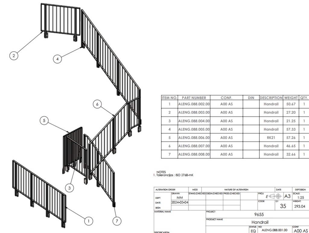 Turėklas R2	cinkuotas + dažytas