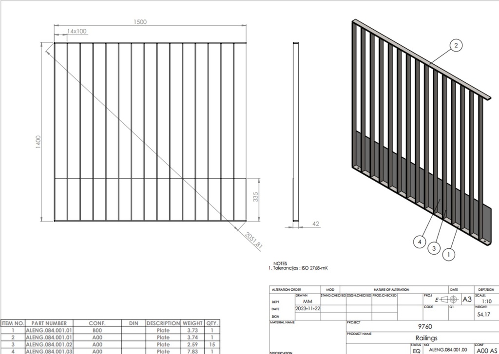 Turėklas r4	Balkono tuėklas