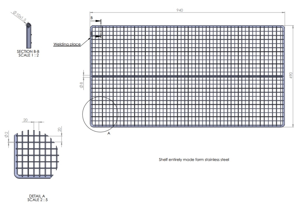 Sietas 490x940	Sietelis žuvies rūkymui aisi 304